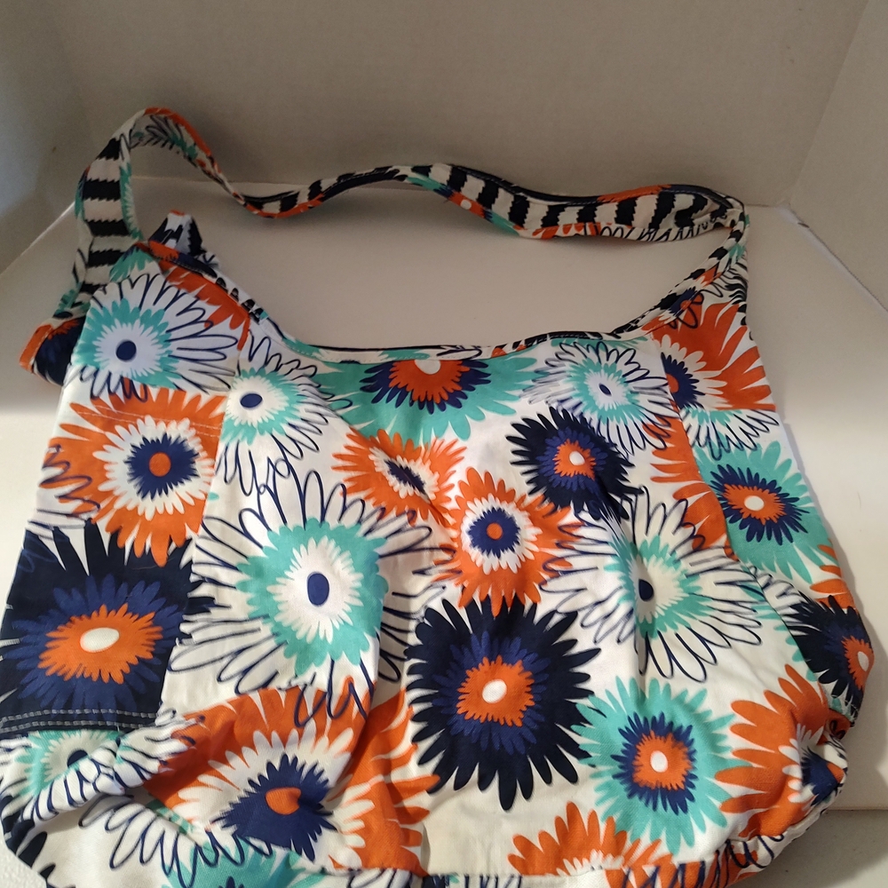 Thirty-One Floral Hobo Bag - Orange, Blue, Green